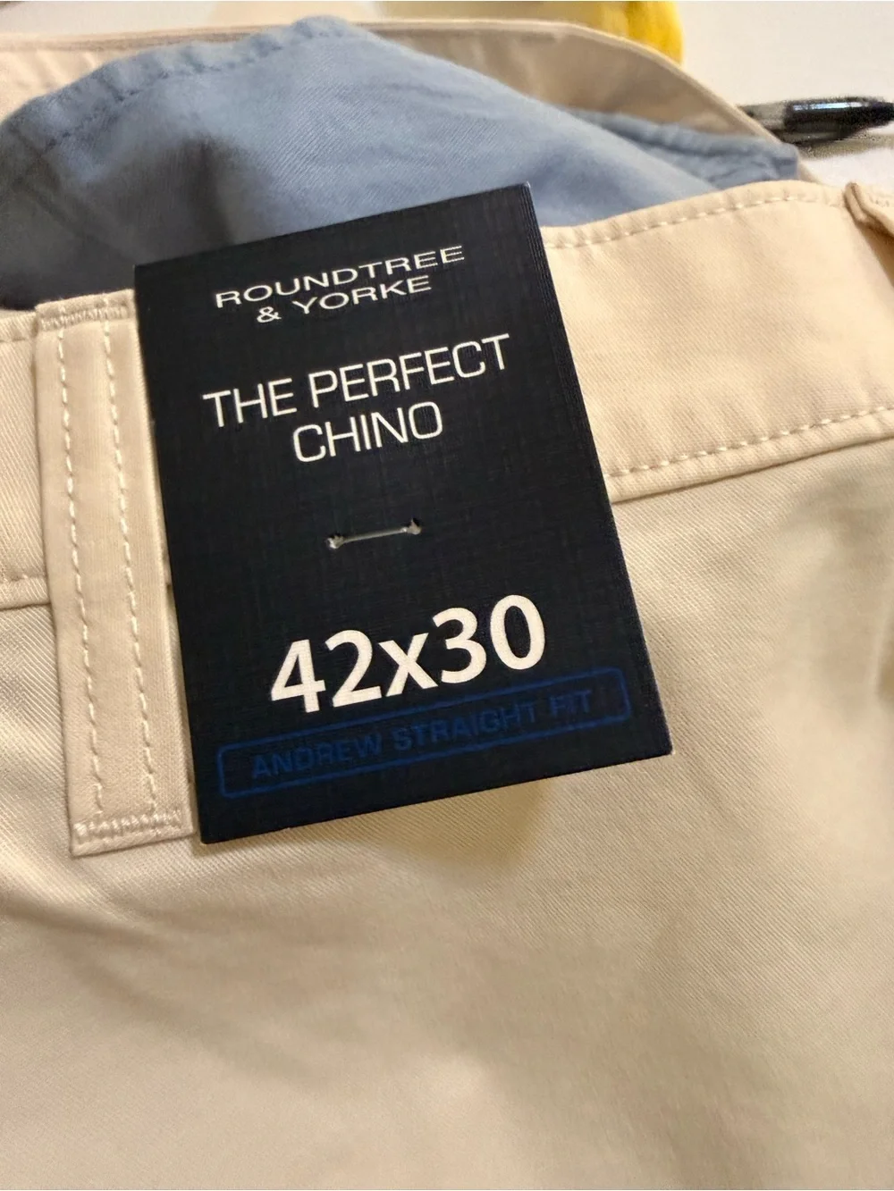 Roundtree & Yorke Perfect Chino Andrew Pants Flat Front 42x30 New